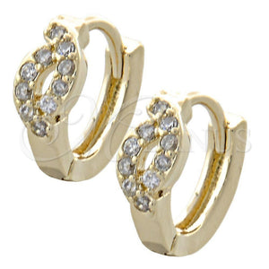 Argolla Huggie 02.155.0040 Oro Laminado, con Blanca Zirconia Cubica, Pulido, Tono Dorado