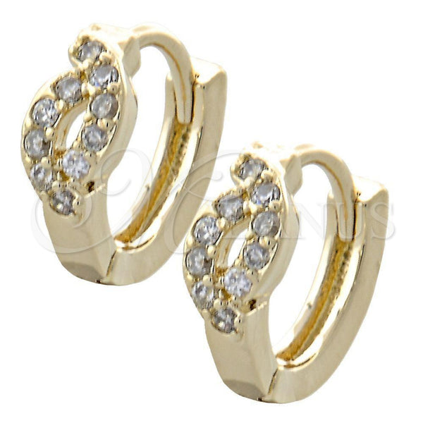 Argolla Huggie 02.155.0040 Oro Laminado, con Blanca Zirconia Cubica, Pulido, Tono Dorado