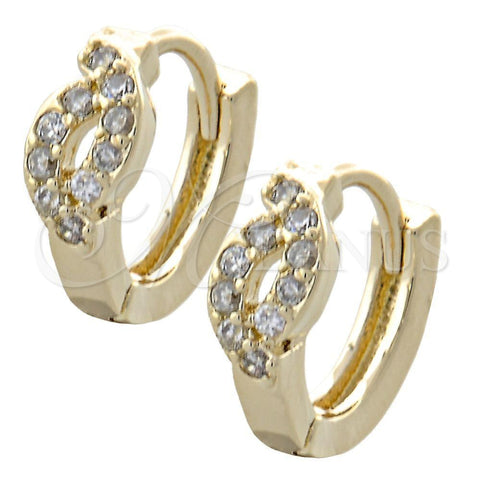 Argolla Huggie 02.155.0040 Oro Laminado, con Blanca Zirconia Cubica, Pulido, Tono Dorado