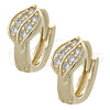 Argolla Huggie 02.155.0036 Oro Laminado, Diseño de Oja, con Blanca Zirconia Cubica, Pulido, Tono Dorado
