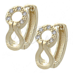 Argolla Huggie 02.155.0025 Oro Laminado, con Blanca Micro Pave, Pulido, Tono Dorado
