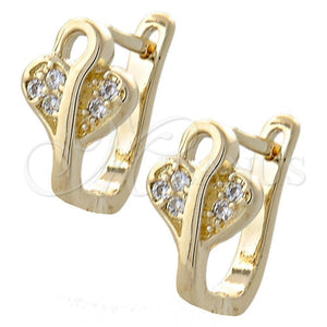 Argolla Huggie 02.155.0057 Oro Laminado, Diseño de Corazón, con Blanca Micro Pave, Pulido, Tono Dorado