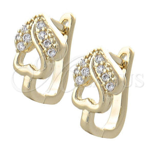 Argolla Huggie 02.155.0056 Oro Laminado, Diseño de Corazón, con Blanca Zirconia Cubica, Pulido, Tono Dorado