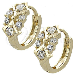 Argolla Huggie 02.155.0028 Oro Laminado, con Blanca Zirconia Cubica, Pulido, Tono Dorado