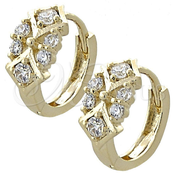 Argolla Huggie 02.155.0028 Oro Laminado, con Blanca Zirconia Cubica, Pulido, Tono Dorado