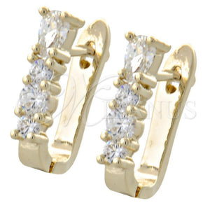 Argolla Huggie 02.155.0054 Oro Laminado, con Blanca Zirconia Cubica, Pulido, Tono Dorado