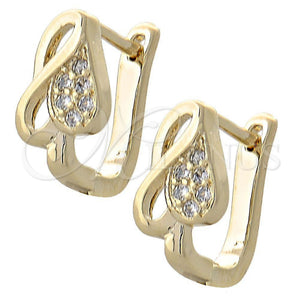 Argolla Huggie 02.155.0024 Oro Laminado, Diseño de Corazón, con Blanca Micro Pave, Pulido, Tono Dorado