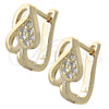 Argolla Huggie 02.155.0024 Oro Laminado, Diseño de Corazón, con Blanca Micro Pave, Pulido, Tono Dorado