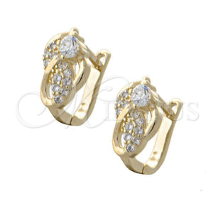 Argolla Huggie 02.155.0022 Oro Laminado, con Blanca Micro Pave and Blanca Zirconia Cubica, Pulido, Tono Dorado