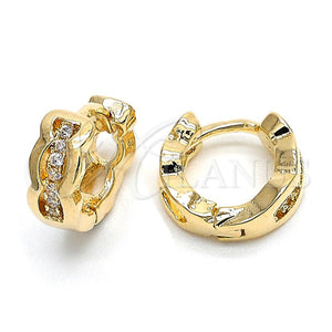 Argolla Huggie 02.155.0033 Oro Laminado, con Blanca Zirconia Cubica, Pulido, Tono Dorado