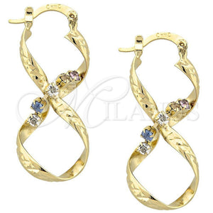 Argolla Mediana 5.141.016.1 Oro Laminado, con Multicolor Zirconia Cubica, Diamantado, Tono Dorado