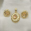 Juego de Arete y Dije de Adulto 5.046.004.2 Oro Laminado, con Topacio Zirconia Cubica, Pulido, Tono Dorado