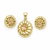 Juego de Arete y Dije de Adulto 5.046.004.2 Oro Laminado, con Topacio Zirconia Cubica, Pulido, Tono Dorado