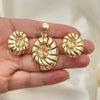 Juego de Arete y Dije de Adulto 5.046.004.2 Oro Laminado, con Topacio Zirconia Cubica, Pulido, Tono Dorado