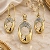 Juego de Arete y Dije de Adulto 10.59.0107 Oro Laminado, con Cristal Blanca, Pulido, Tono Dorado