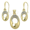Juego de Arete y Dije de Adulto 10.59.0107 Oro Laminado, con Blanca Cristal, Pulido, Tono Dorado