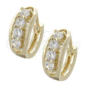 Argolla Huggie 5.130.006.2 Oro Laminado, con Blanca Zirconia Cubica, Pulido, Tono Dorado