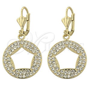 Arete Colgante 02.59.0021 Oro Laminado, con Blanca Cristal, Pulido, Tono Dorado