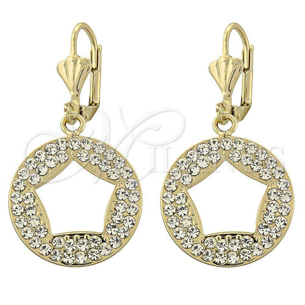 Arete Colgante 02.59.0021 Oro Laminado, con Blanca Cristal, Pulido, Tono Dorado