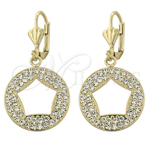 Arete Colgante 02.59.0021 Oro Laminado, con Blanca Cristal, Pulido, Tono Dorado