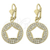 Arete Colgante 02.59.0021 Oro Laminado, con Blanca Cristal, Pulido, Tono Dorado