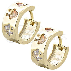 Argolla Huggie 02.65.2411 Oro Laminado, con Multicolor Cristal, Pulido, Tono Dorado