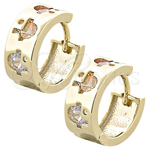 Argolla Huggie 02.65.2411 Oro Laminado, con Multicolor Cristal, Pulido, Tono Dorado