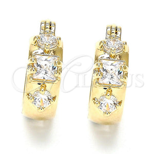 Argolla Pequeña 02.97.0101.15 Oro Laminado, con Blanca Zirconia Cubica, Pulido, Tono Dorado
