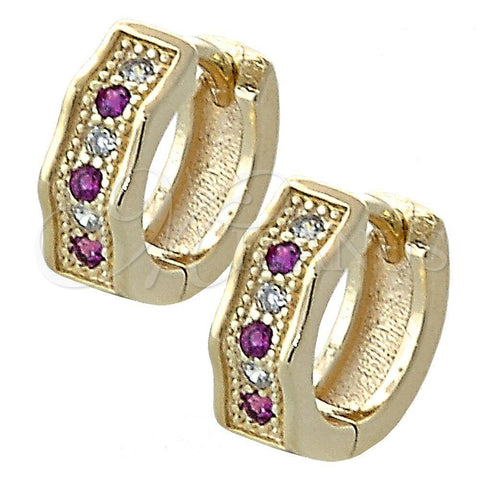 Argolla Huggie 02.97.0077.1 Oro Laminado, con Multicolor Zirconia Cubica, Pulido, Tono Dorado