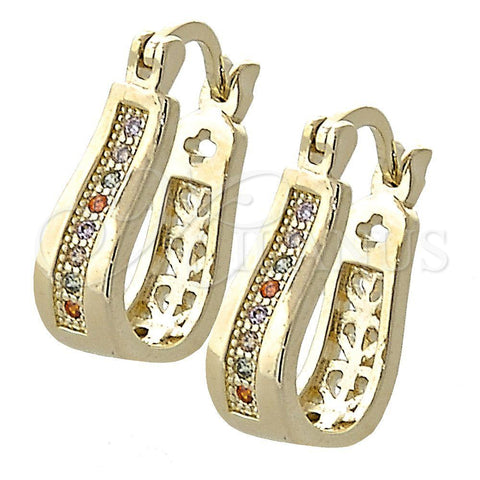 Argolla Pequeña 02.97.0089.1 Oro Laminado, con Multicolor Micro Pave, Pulido, Tono Dorado