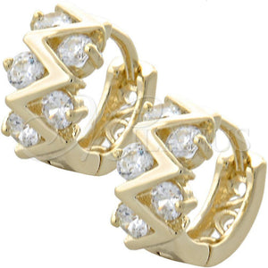Argolla Huggie 02.97.0097 Oro Laminado, con Blanca Zirconia Cubica, Pulido, Tono Dorado
