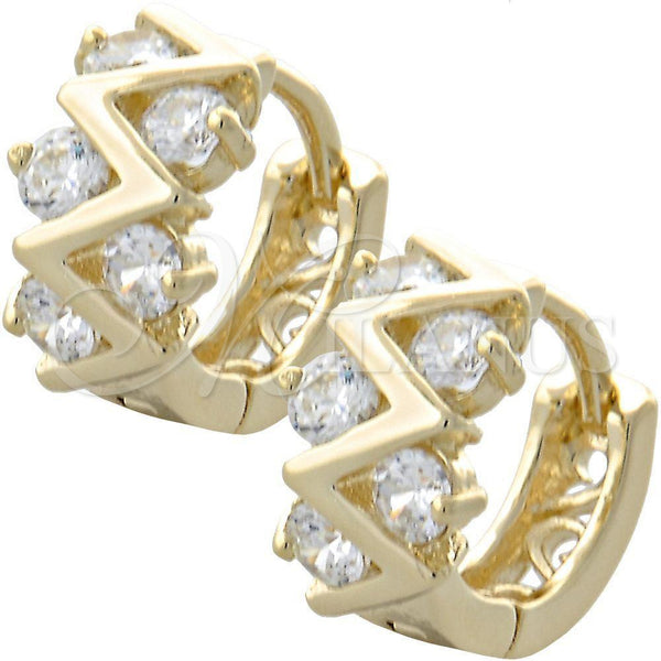 Argolla Huggie 02.97.0097 Oro Laminado, con Blanca Zirconia Cubica, Pulido, Tono Dorado