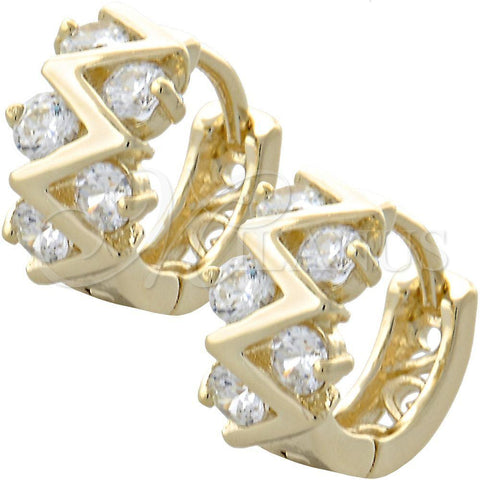 Argolla Huggie 02.97.0097 Oro Laminado, con Blanca Zirconia Cubica, Pulido, Tono Dorado