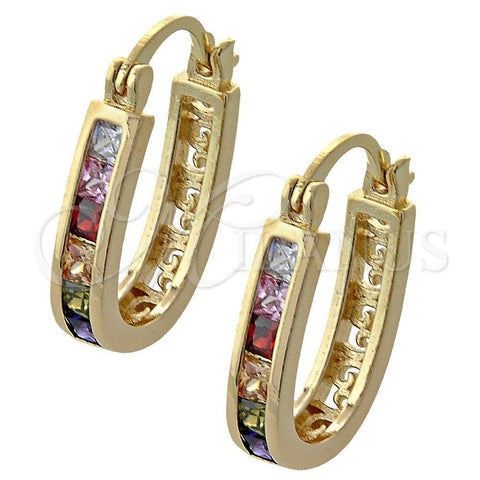 Argolla Pequeña 02.97.0102.1 Oro Laminado, con Multicolor Zirconia Cubica, Pulido, Tono Dorado