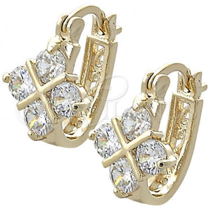 Argolla Pequeña 02.97.0085 Oro Laminado, con Blanca Zirconia Cubica, Pulido, Tono Dorado