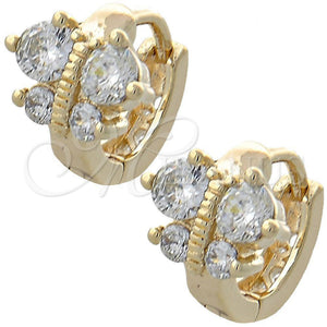 Argolla Huggie 02.97.0098 Oro Laminado, Diseño de Mariposa, con Blanca Zirconia Cubica, Pulido, Tono Dorado