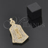 Dije Religioso 05.156.0026 Oro Laminado, Diseño de Judaica y Mano de Dios, con Micro Pave Blanca, Pulido, Tono Dorado