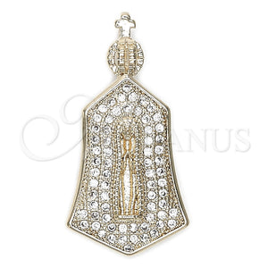 Dije Religioso 05.156.0026 Oro Laminado, Diseño de Mano de Dios, con Blanca Micro Pave, Pulido, Tono Dorado