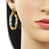 Argolla Mediana 02.170.0021.40 Oro Laminado, Diseño de Torcido y Hueco, Diamantado, Tono Dorado