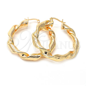 Argolla Mediana 02.170.0021.40 Oro Laminado, Diseño de Torcido y Hueco, Diamantado, Tono Dorado