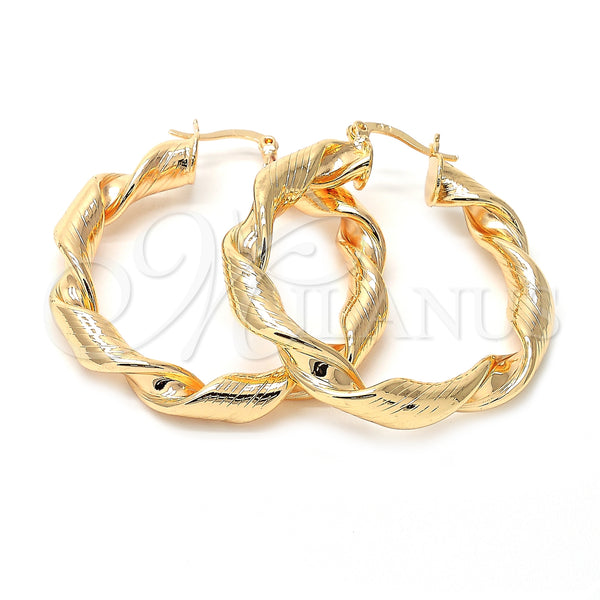 Argolla Mediana 02.170.0021.40 Oro Laminado, Diseño de Torcido y Hueco, Diamantado, Tono Dorado