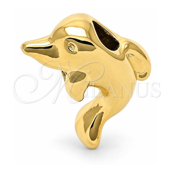 Dije Love Link 05.179.0042 Oro Laminado, Diseño de Delfín, Pulido, Tono Dorado
