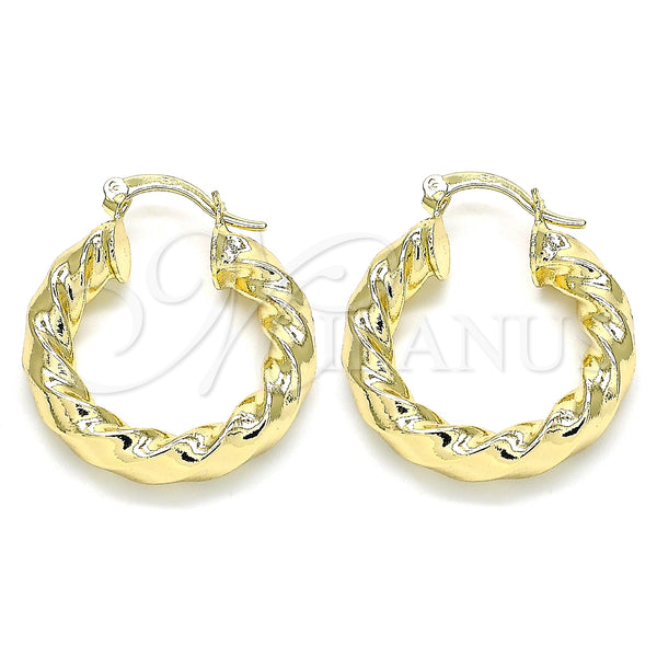 Argolla Pequeña 02.170.0030.25 Oro Laminado, Diseño de Torcido, Pulido, Tono Dorado