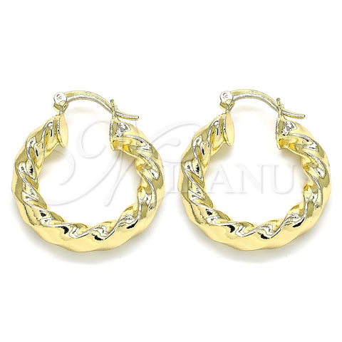Argolla Pequeña 02.170.0030.25 Oro Laminado, Diseño de Torcido, Pulido, Tono Dorado