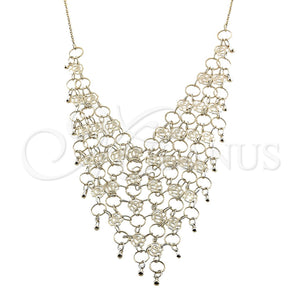 Gargantilla Elegante 04.105.0011 Oro Laminado, Diseño de Flor y Gota, Diamantado, Tono Dorado (02 MM Thickness, 18 Inches Length)