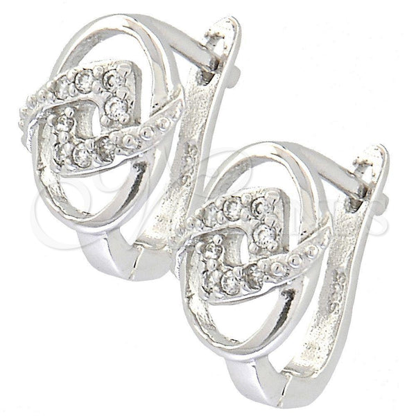 Argolla Huggie 02.176.0024 Plata Rodinada, con Blanca Zirconia Cubica, Pulido, Rodinado