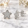 Arete Dormilona 02.176.0031 Plata Rodinada, Diseño de Estrella, con Micro Pave Blanca, Pulido, Rodinado