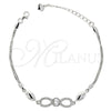 Pulsera Elegante 03.183.0018.06 Plata Rodinada, Diseño de Infinito, con Micro Pave Blanca y Zirconia Cubica Blanca, Pulido, Rodinado (6 Pulgadas de Largo)