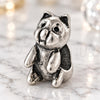 Dije Love Link 05.184.0004 Plata Rodinada, Diseño de Gato, Pulido, Rodinado