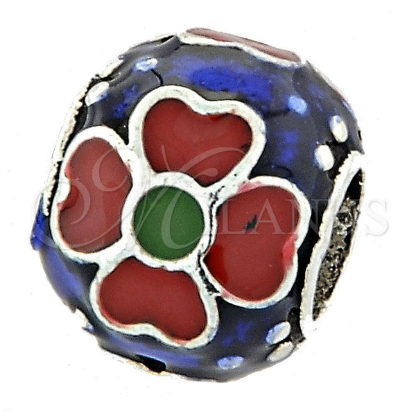 Dije Love Link 05.184.0010 Plata Rodinada, Diseño de Flor, Esmaltado, Rodinado